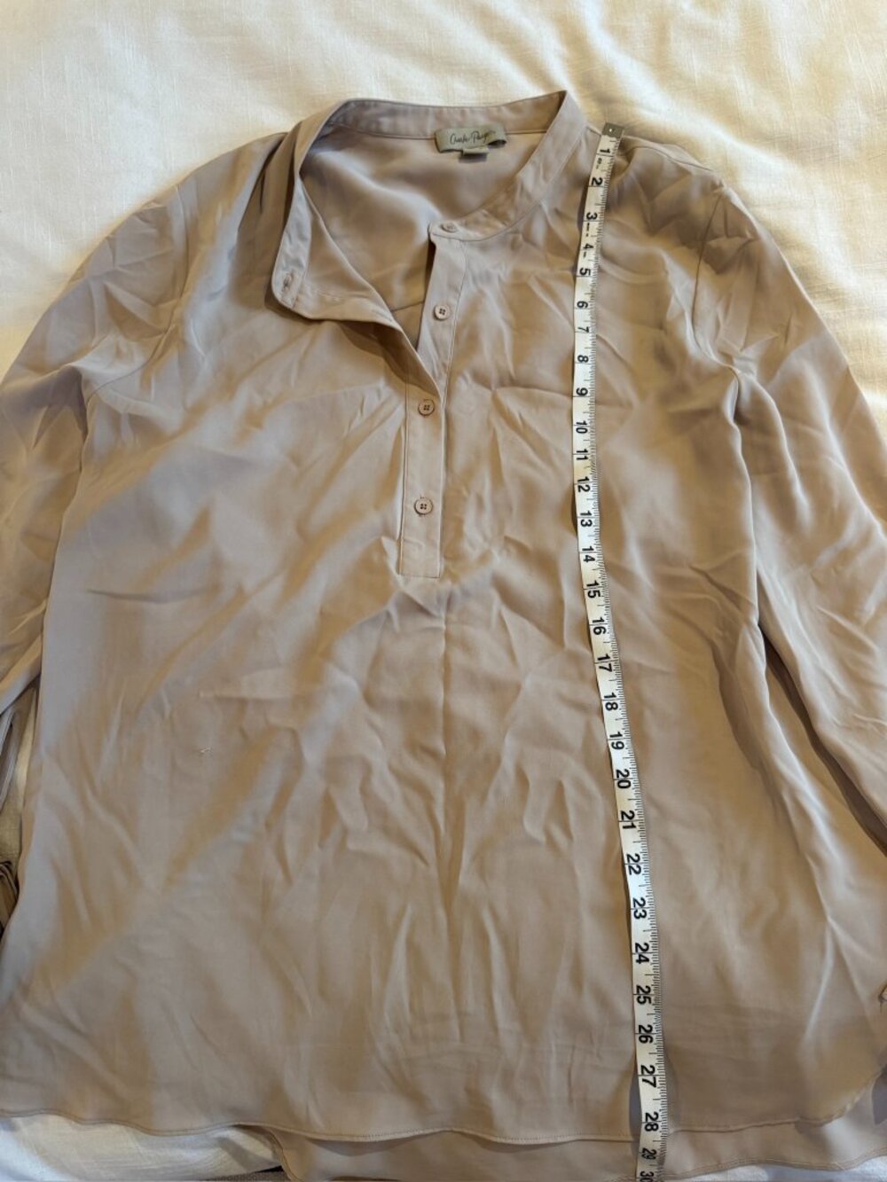 Charlie Paige Tie Cuff Blouse XL Taupe - Picture 6 of 6